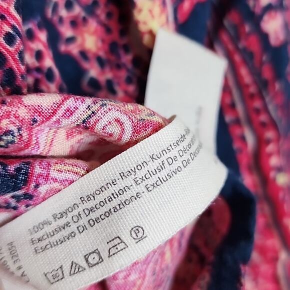 Free People Shea Printed Small Blue Pink Mini Shift Dress - Picture 6 of 7